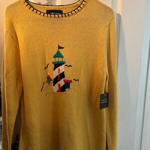 Sag Harbor Yellow Sweater with Lighthouse Design